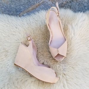 BCBGeneration Shoes - BCBG nude leather peeptoe wedge BCBGeneration Shoes - BCBG nude leather peeptoe wedge